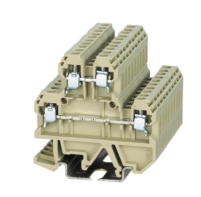 China PA66 SEK-4/2-2 Brass Double Screw Clamp Terminal Block Din Rail Level Terminal Blocks for sale