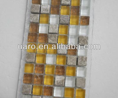 China Parquet Smalti Glazed Mosaic Slab Marble Blend Glass Mosaic for sale