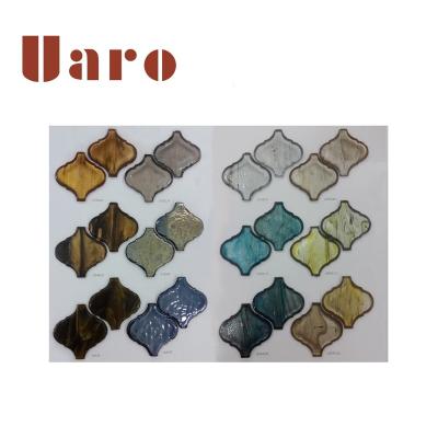 China Parquet Arabesque Mosaic Slab Lantern Mosaic Pattern Glass Slab for sale