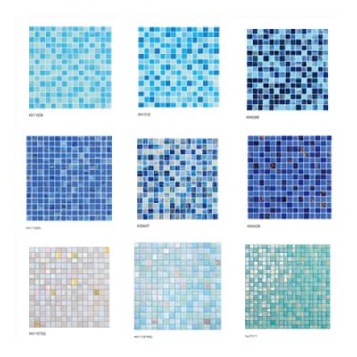 China UARO Parquet Mosaic Mix Pool Slabs Blue Mosaic Pool Tiles Piscina Pool Glass for sale