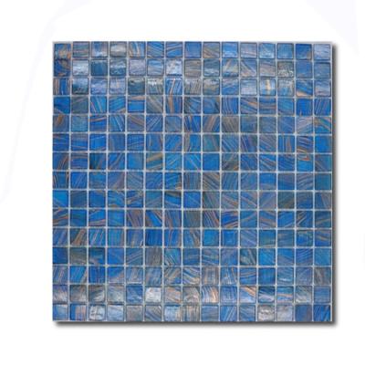 China Blue Parquet 20x20mm Pool Glass Mosaic Slab for sale