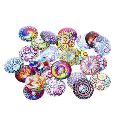 China Hot Sale Europe Cabochons Round Mosaic Tiles Opens Glass For Jewelry Necklace Making Accessories for sale