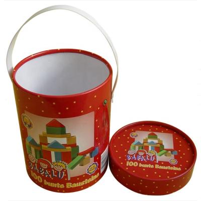 China Recycled Materials Colorful Strong Plastic Handle Around Paper Gift Box For Building Blocks And Toys for sale