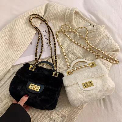 China Bag shoulder bag small square cross the latest / new fasion fur - body women fur handbag fur chain bag for sale