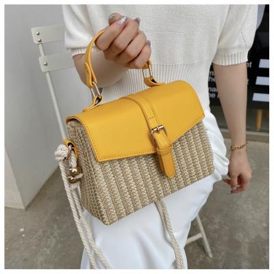 China New Latest Straw Woven Hit Ladies / Color Custom Fasion Cross - Small Body Bags Square Beach Bag Women for sale