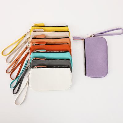 China Fashion Pure Color Wallet Bracelet Zipper Faux Leather Bracelet And Clutch Bag Wholesale For Woman Lady for sale