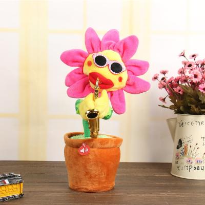 China YIWU Eco-friendly Cactus Dancing Soft Musical ALLO Stuffed Plant Flower Toy Electronic Shaking Dancing Sunflower Cactus for sale