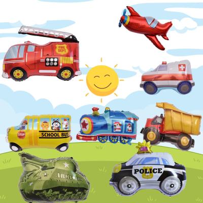 China YIWU Cartoon Environmental Friendly ALLO Vehicles Balloons Fire Truck Train Truck Ambulance Automobile Foil Balloons for sale