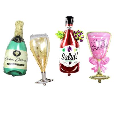 China YIWU Environmental Friendly ALLO Balloons Party Champagne Wine Whiskey Bottle Glass Foil Balloons Decoration Globos for sale