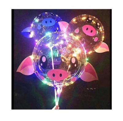 China YIWU DIY 3D Environmentally Friendly ALLO Cartoon Animal Sticker Balloons Birthday Decoration Party Supplies Led Light Transparent Bobo Balloon for sale