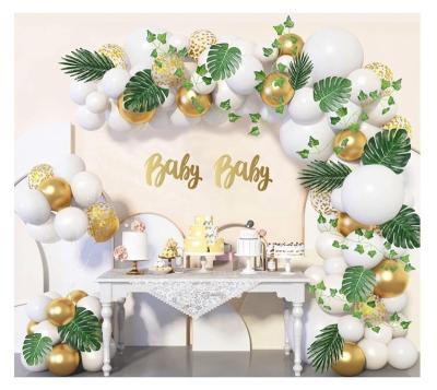 China YIWU Environmental Friendly ALLO Wedding Party Supplies Balloon Garland Arch 141pcs Kit Green Gold Latex Balloon for sale