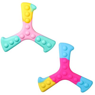 China Funny Colorful 3D Silicone Push Bubble Antistress Toy Flying Fidget Toy Boomerang ALLO YIWU Eco-friendly Material Wiggle Toy For Kids for sale