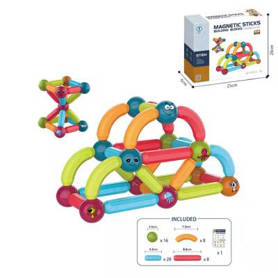 China 2022 Trend Plastic Toys 52 Pcs Smart Rod And Ball Magnetic Plastic Sticks Building Blocks For Kids for sale