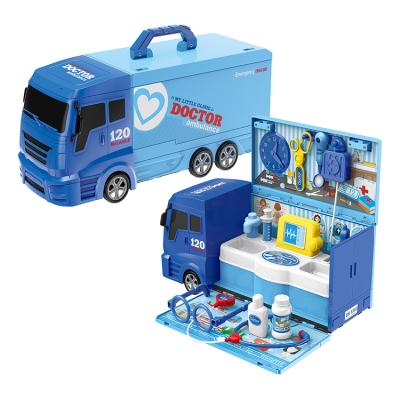 China 2022 Design Kids Role Play Best Pretend Game Kids Doctor Set 21pcs Children Play Rescue Truck Doctor Role Play Toy Set for sale