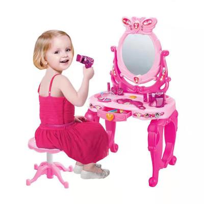 China Resounding Children Play Makeup Beauty Set Lovely Girl Makeup Set Toy Luxury Dresser Play Set With Table for sale