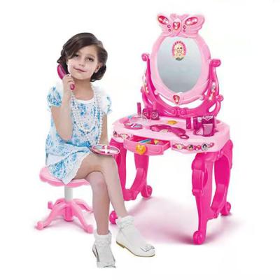 China Sounding Luxury Girl Beauty Plastic Play Set Toys Dresser Makeup Set With Table And Chair For Kids for sale