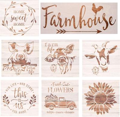 China Painting Farm Stencils Farm Theme Reusable Stencils for Painting on Cow Sunflower Vintage Truck Wood Stencil for Scrapbooking for sale