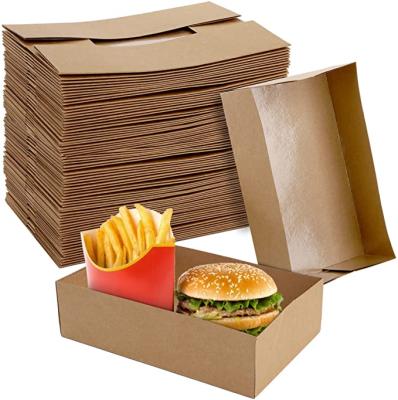 China 50-Pack Biodegradable Kraft Paper Food Trays, 4 Pop Corner Food Containers, Greaseproof Cardboard Food Box Tray For Party, for sale