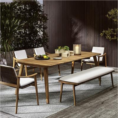 China New Design Durable Rattan Dining Table Furniture 6 Seater Outdoor Patio Dining Table Sets For Restaurant for sale