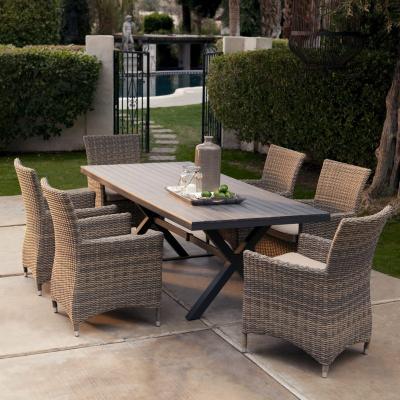 China Patio\Garden\Luxury Wooden Outdoor Dining Dining Table\Hotel\Restaurant 6 Round Rattan Set Chairs for sale