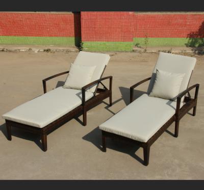 China Patio\Garden\Outdoor\Hotel\Restaurant Rattan Chair Brown Double Sun Lounger Poolside Sofa Couches for sale