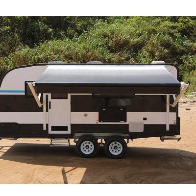 China Universal Anti-UV And Waterproof Vinyl Trailer Motorhome Tent Fabric Replacement rv Caravan Tent for sale