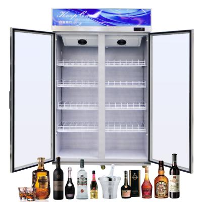 China Vertical Commercial Glass Display Cabinet Door Refrigerator Beverage Cold Beverage Single-temperature Beverage Fridge for sale