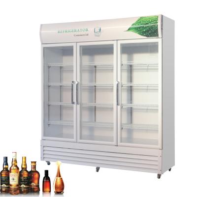 China Single-temperature Beverage Cooler Beverage Cooler Front Three-Door Glass Display Fridge for sale