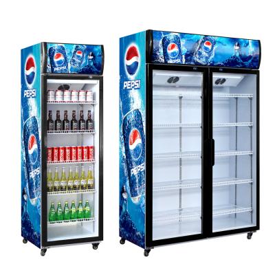 China Pepsi Cooler Pepsi Coke Commercial Glass Upright Display Single-Temperature Single-Temperature Door Glass Refrigerator for sale