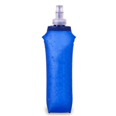 China Assets; 500ml Eco-friendly portable outdoor blue soft flask BPA free sports collapsible plastic water bottle dropship hydration bottle for running for sale