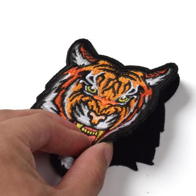 China new style 3D sew Tiger Assorted Styles Embroidered Patch sew on striped embroidered patches for sale