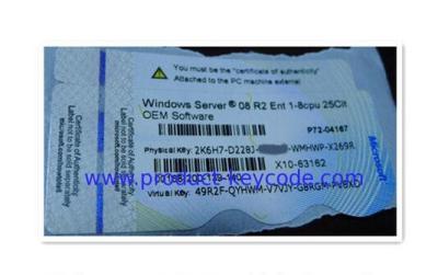 China Product Key Sticker  08 R2 Ent 1 - 8 cpu 25clt OEM Software x10 COA Label for sale