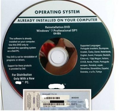 China X16 COA Label  Product Key Sticker ,  7 Pro SP1 64bit Dell DVD for sale