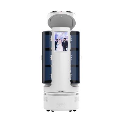 China 5G Multifunctional Restaurant Delivery Service Robot Hospitality Delivery Robot With Advertising Screen for sale