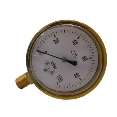 China Stainless Steel Housing Stainless Steel Brass Internal High Quality Material Cylinder Oxygen-Natural Gas Pressure Gauge for sale