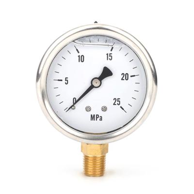 China Used to gauge air 63mm steel case with movement and connector brass oil filled pressure gauge for sale