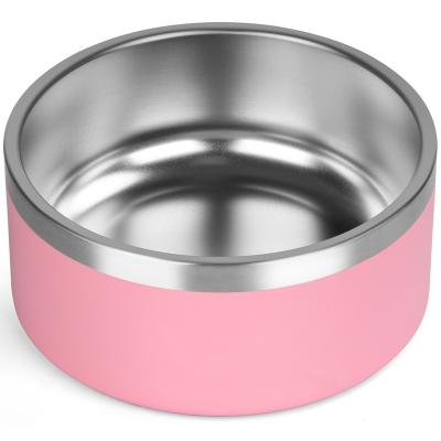 China Sustainable Custom Logo 32/64oz Double Wall Vacuum Insulated 304 Stainless Steel Dog Bowl Pet Feeder Bowls for sale