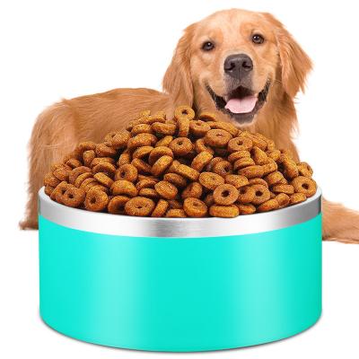 China Sustainable Custom Logo 24oz 42oz 64oz 100oz 200oz Double Wall Vacuum Insulated 304 Stainless Steel Dog Bowl Pet Feeder Bowls for sale