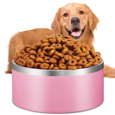 China Viable Customize Logo 24oz 42oz 64oz 100oz 200oz Double Wall Vacuum Insulated 304 Stainless Steel Dog Bowl Pet Feeder Bowls. for sale