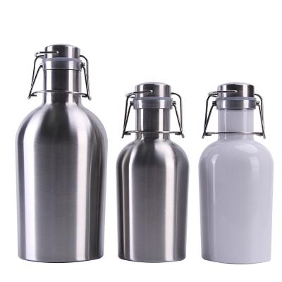 China PORTABLE 304 Stainless Steel Food Grade Bar Home Brew Stainless Steel Metal Bottle 32oz 64oz Portable Craft Beer Keg Shakers for sale