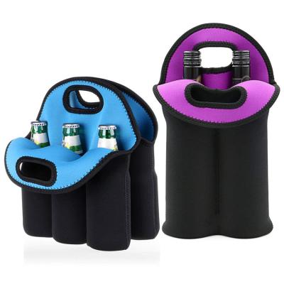 China Stylish Insulated Neoprene Wine Bottle Can Cooler Delivery Tote Bag for sale