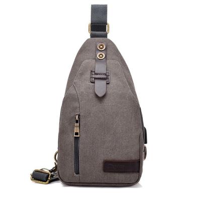 China Polyester Men's Canvas Shoulder Messenger Bag Chest Pack Cross - Body Bag Travel Sling Bag Gray for sale