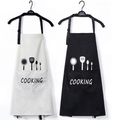 China High Quality Kitchen Adjustable Bib Strap Black White Waterproof Cooking Apron With Logo Waiter Apron for sale