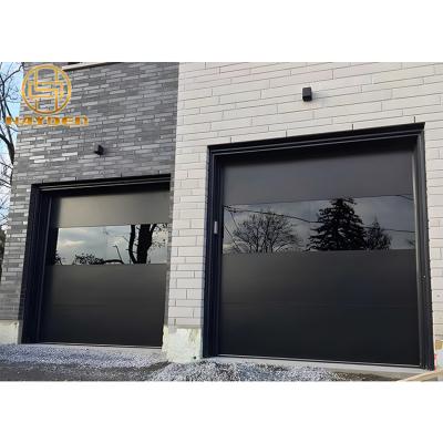 China Modern Black Aluminum Plastic Composite Sectional Door Panel High Performance Color Aluminum Glass Garage Door Windproof Garage for sale