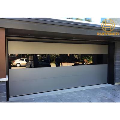 China Cheap Durable Frameless Aluminum Composite Glass Door Panel Sectional Garage Doors Roll Up Garage Windproof Aluminum Garage Door for sale