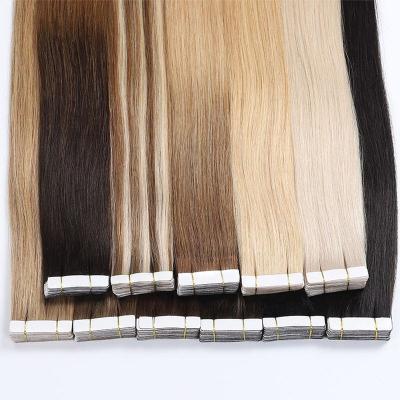 China Straight Tape In Hair Extensions 100% Remy Hair Cuticle Aligned Invisible Brazilian Virgin 12a Double Drawn Hair Tape Extension for sale