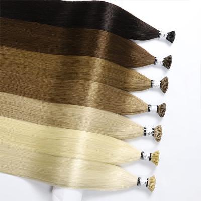 China I Tip Hair Extension 100% Straight Straight Double Drawn Raw Virgin Remy Cuticle Aligned I-Tip Dark Hair Real Russian I-Tips Hair Extensions for sale