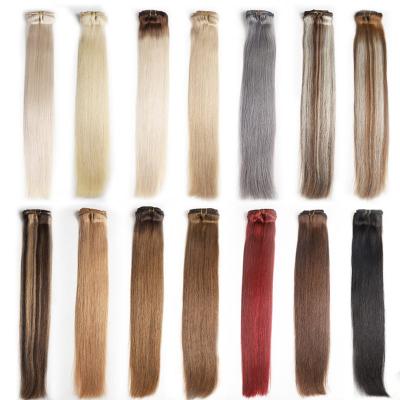 China Double weft straight 22 inch clip in hair extensions 100human hair extensions highest quality 100% remy virgin wig half clip in hair extensions for sale