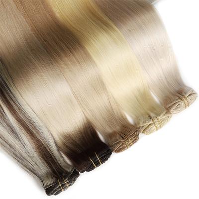 China Straight Blonde Clip In Hair Extensions 30 Inch Cambodian Straight Weft Cuticles Double 24 Aligned 100% Human Remy Clip In Hair Extension for sale