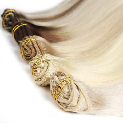 China Wholesale Seamless Clip In 8 Inch 100% Blonde Straight Human Remy Hair Extensions Double Weft Hair Extensions 22 24 30 Cut In for sale